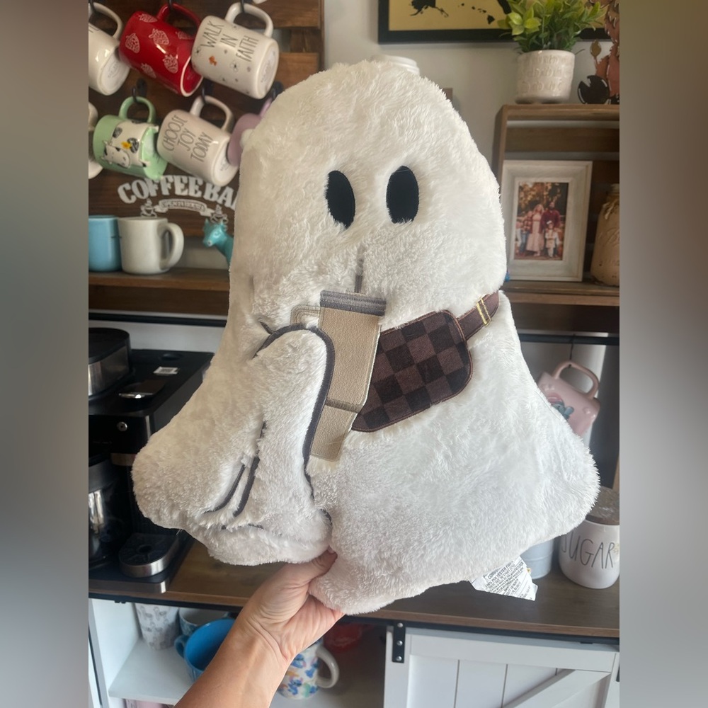 Ghost pillow with Stanley Cup Tan By Spooky nights   Tiktok Viral Halloween